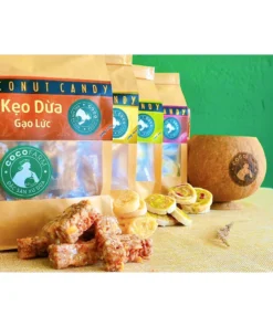 COMBO 4 bịch kẹo dừa cuộn bánh tráng Cocofarm các vị 500g