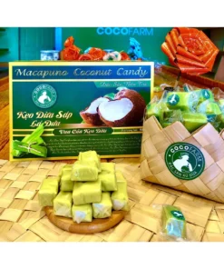 Kẹo Dừa Sáp Cocofarm vị Lá Dứa hộp 500gram