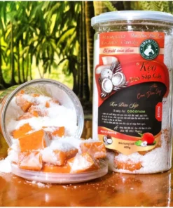 Kẹo Dừa Sáp Phủ Cơm Dừa Sấy Vị Gấc 400g Cocofarm