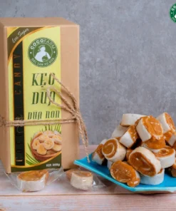 Kẹo Dừa Dứa Non vị Cà phê Cocofarm ít đường hộp 300g