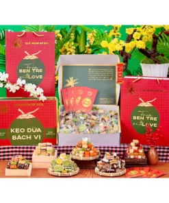 Hộp Quà Kẹo Dừa Bến Tre Bách Vị Tùm Lum Tà La nặng 2.5kg hơn 30 Vị Cocofarm